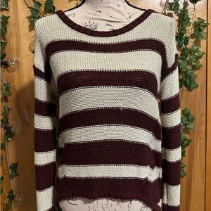 Burgundy and cream sweater